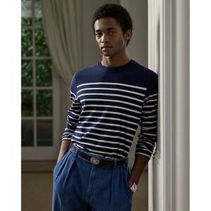 Ralph Lauren Purple Label Striped Lisle Long Sleeve T-Shirt 2XL Navy NWT $295